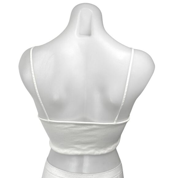 Zara White Ribbed Knit Sleeveless Corset Bustier Cami Tank Crop Top Size S - Picture 2 of 3